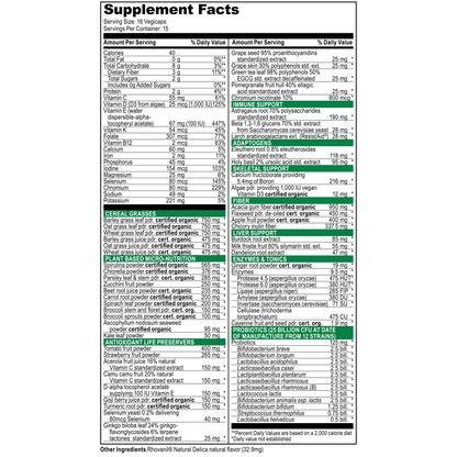 Vibrant Health, Green Vibrance, Includes 65 Plant-Based Superfoods, 25 Billion Probiotics, Fiber, Adaptogens & Enzymes, 30 Servings