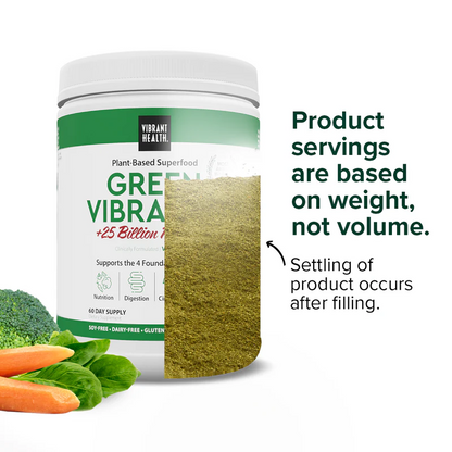 Vibrant Health, Green Vibrance, Includes 65 Plant-Based Superfoods, 25 Billion Probiotics, Fiber, Adaptogens & Enzymes, 30 Servings